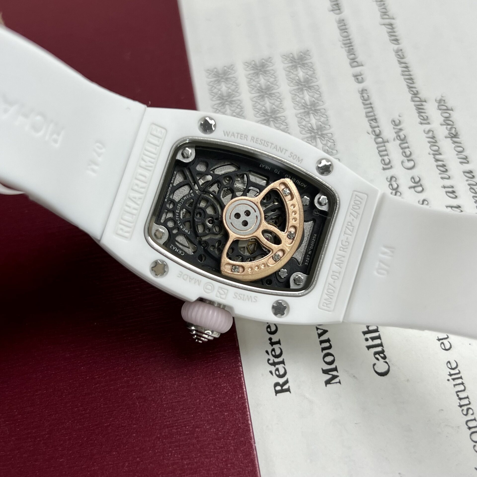 replica Richard Mille Best Replica Watch RM07-01 Red Carbon Rubber Strap 32x46mm WATCHES 6 