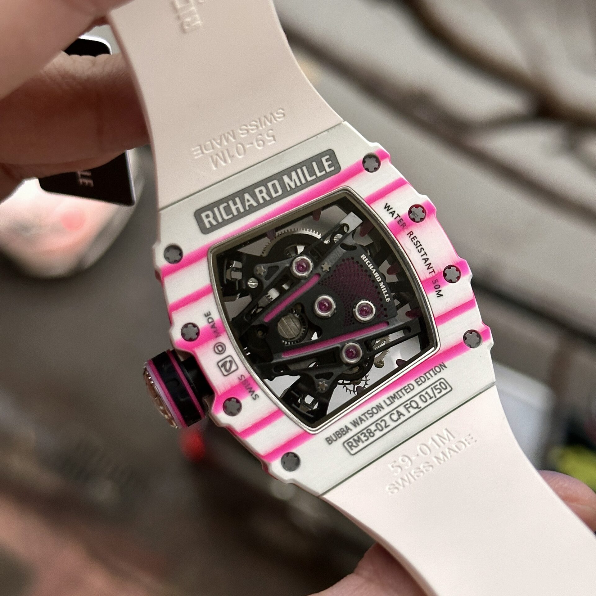 replica Richard Mille Replica Watches RM07-01 Red Carbon Rubber Strap 32x46mm WATCHES 6 