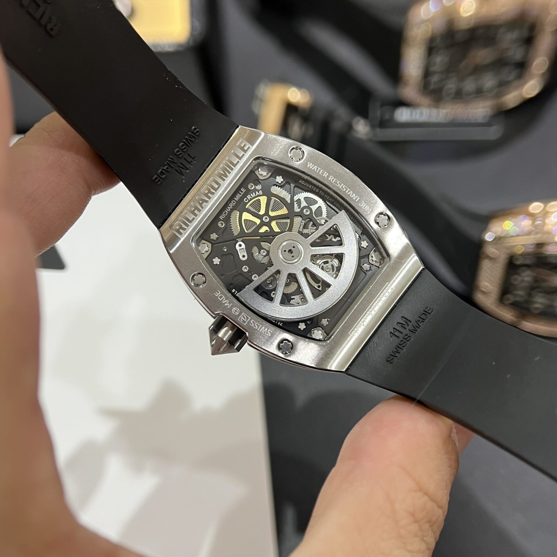 replica Richard Mille Replica Watch RM055 Carbon White Rubber Strap 45mm WATCHES 6 