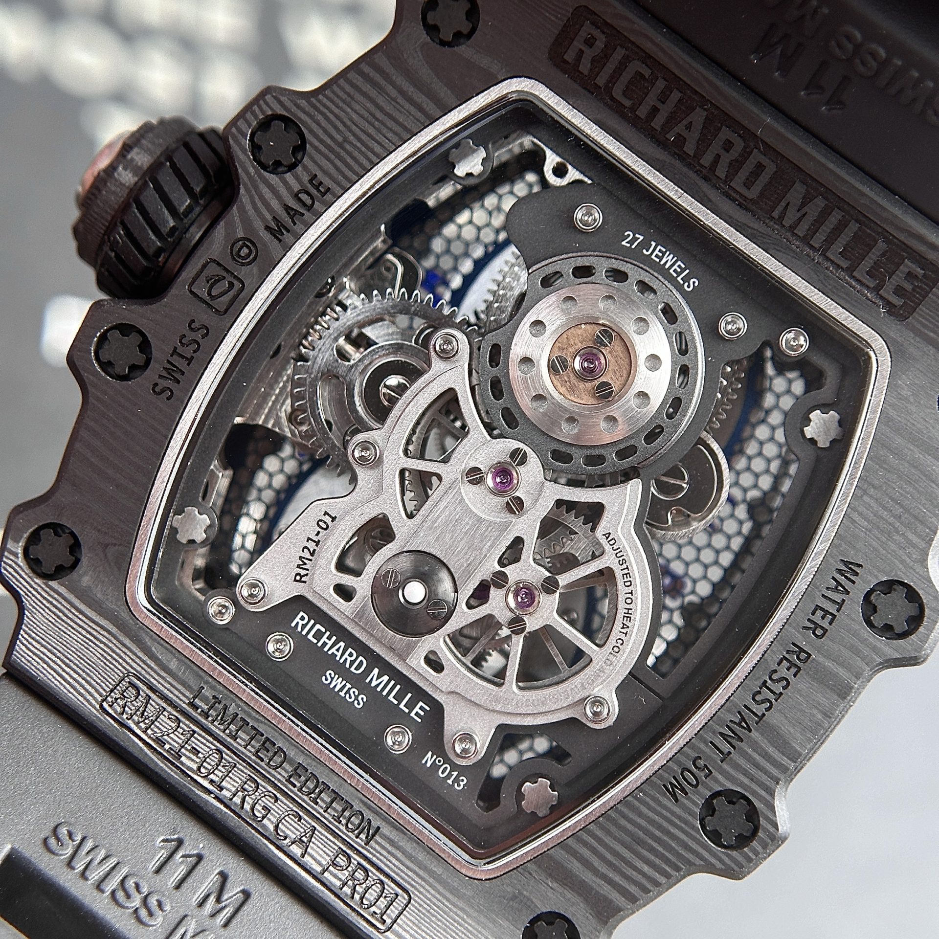 replica Richard Mille Replica Watch RM12-01 Tourbillon Sapphire Rubber Strap 44mm WATCHES 6 