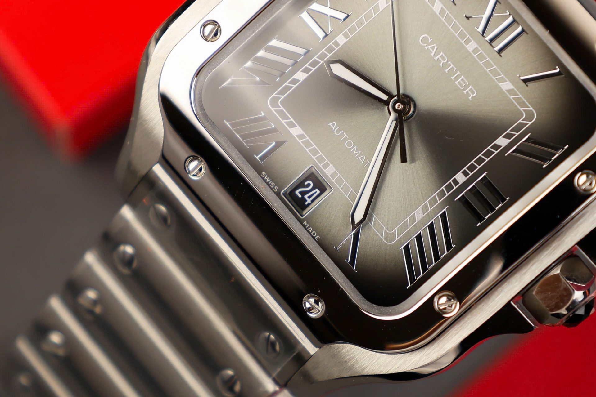 replica Cartier Replica Watches Santos Black Dial Roman Numeral Pile BV Factory 39.8mm WATCHES 7 