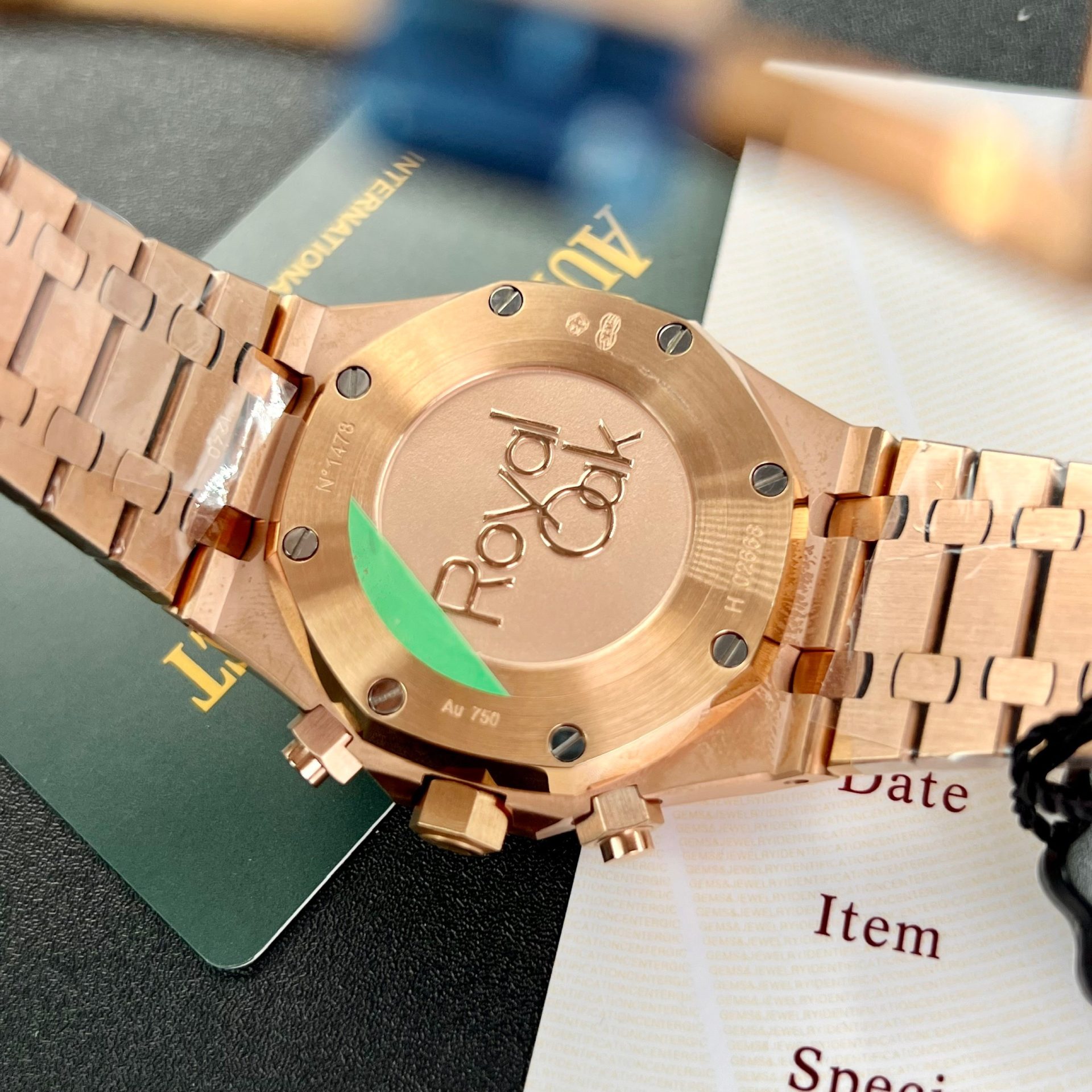 replica Audemars Piguet Royal Oak 26574OR Rose Gold Replica Watch Blue Dial 41mm WATCHES 8 
