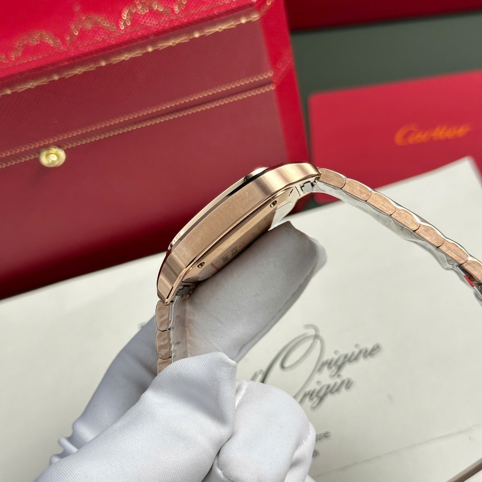 replica Cartier Replica Watches Santos Black Dial Roman Numeral Pile BV Factory 39.8mm WATCHES 8 