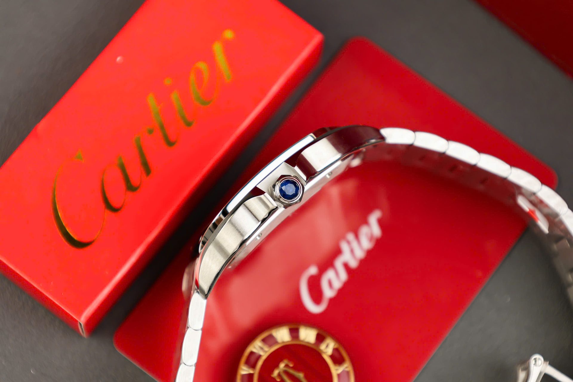 replica Cartier Replica Watches Santos Black Dial Roman Numeral Pile BV Factory 39.8mm WATCHES 8 