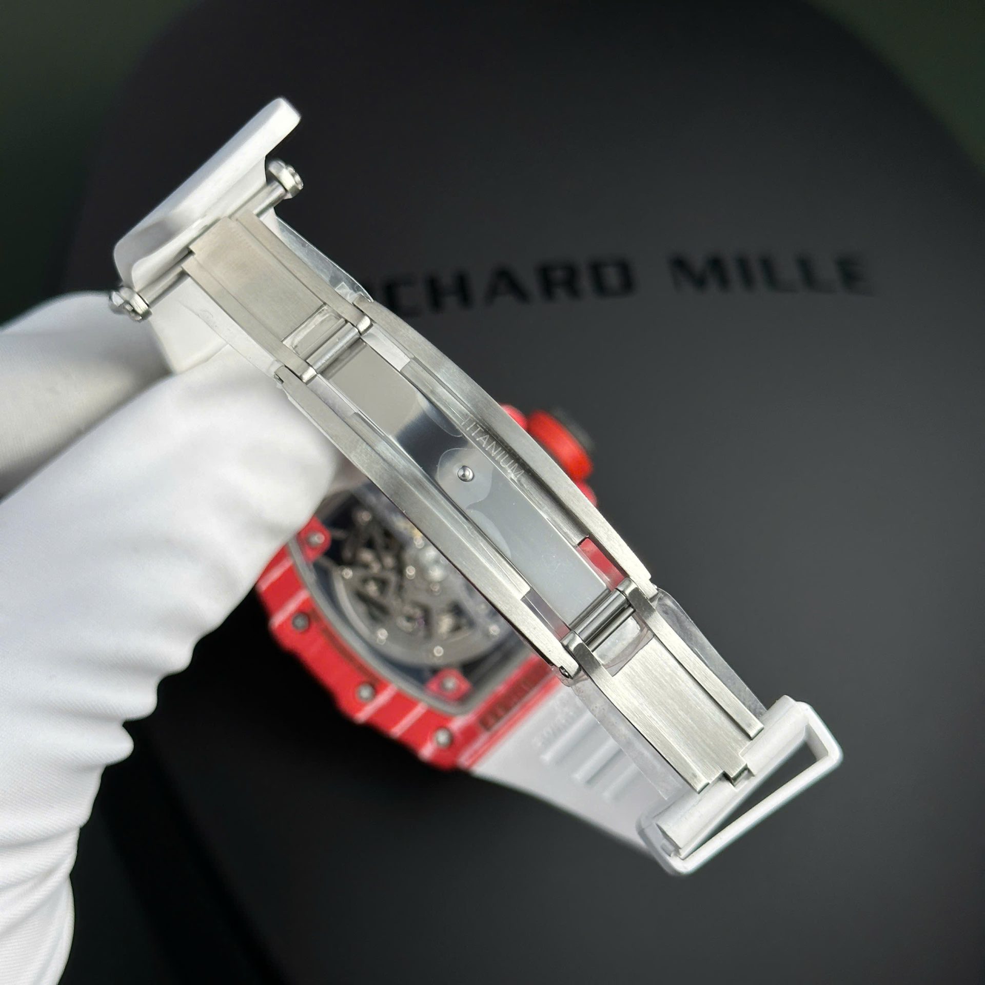 replica Richard Mille Replica Watch RM12-01 Tourbillon Sapphire Rubber Strap 44mm WATCHES 8 