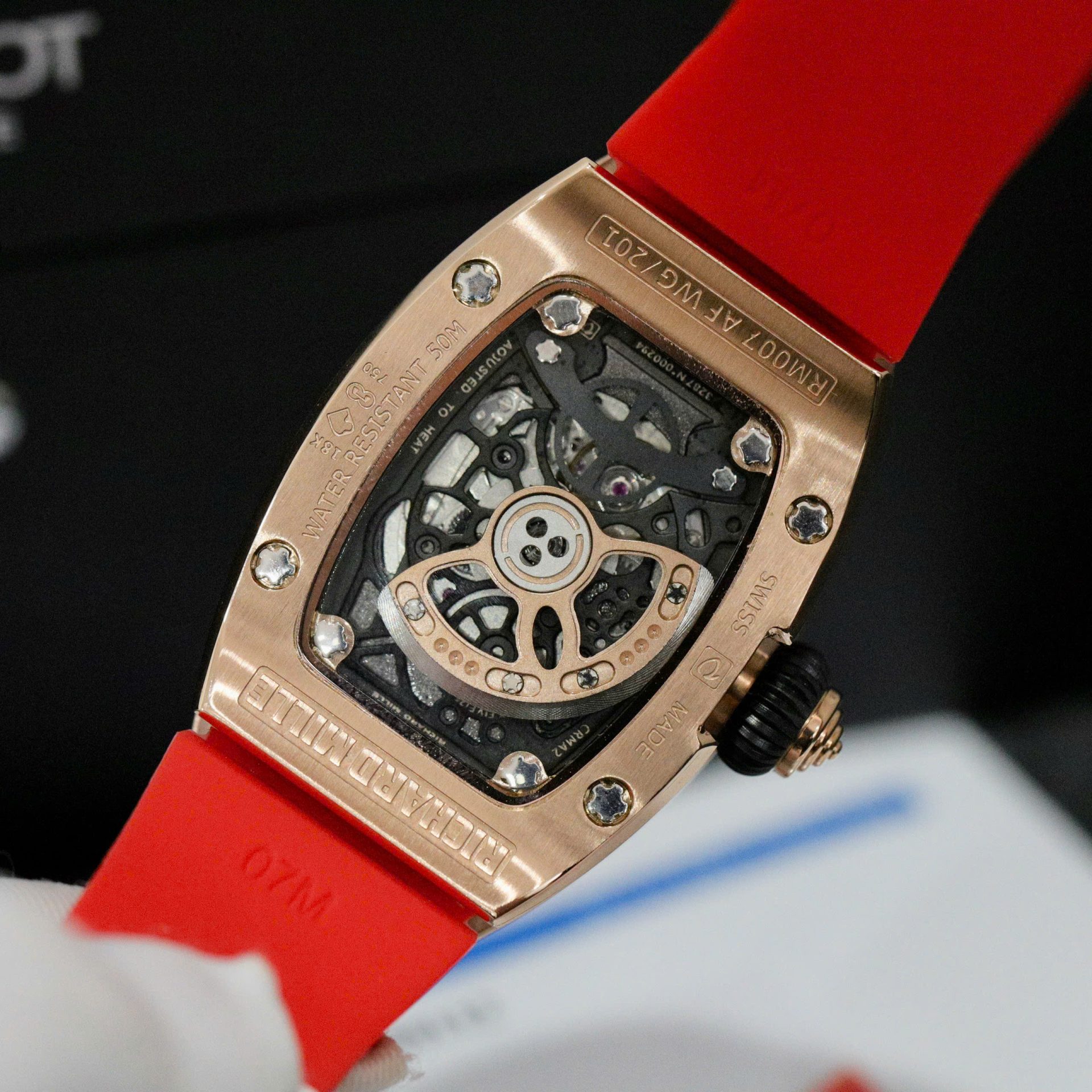 replica Richard Mille Replica Watch RM12-01 Tourbillon Sapphire Rubber Strap 44mm WATCHES 9 